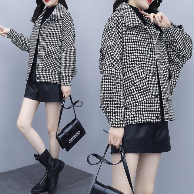 チェスターコート レディース 秋冬 40代 チェスタージャケット チェック柄 ショット丈 ラシャコートスーツ  厚手オーバー ゆったりアウター 着痩せ オシャレ