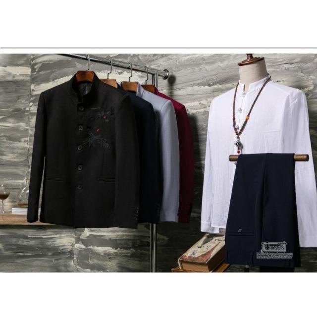 チャイナ風スーツ ビジネススーツ メンズ 上下セット 通勤 2ピース