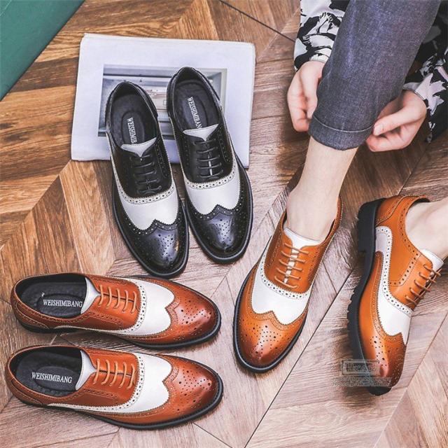 ビジネスシューズ メンズ 紳士靴 革靴 ウイングチップ おしゃれ PU革 通気 結婚式 パーティー オクスフォードの通販は 7,960円