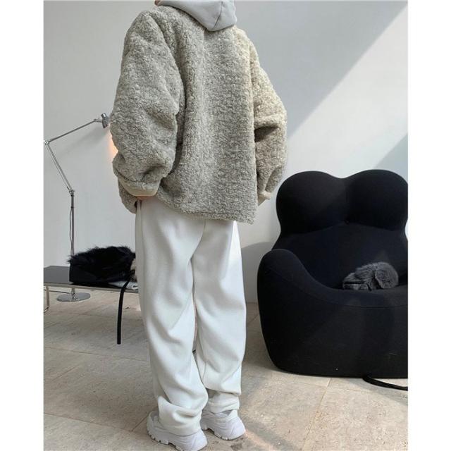 ジャケット レディース ボアジャケット ノーカラー フェイクファー