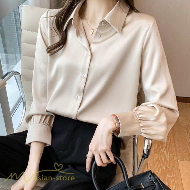 シャツ 長袖シャツ レディース 無地 ビジネスシャツ フォーマル オフィス カジュアルシャツ 秋服 大きいサイズ XXL OL 仕事着 トップス 日常感 女性着 おしゃれの通販は