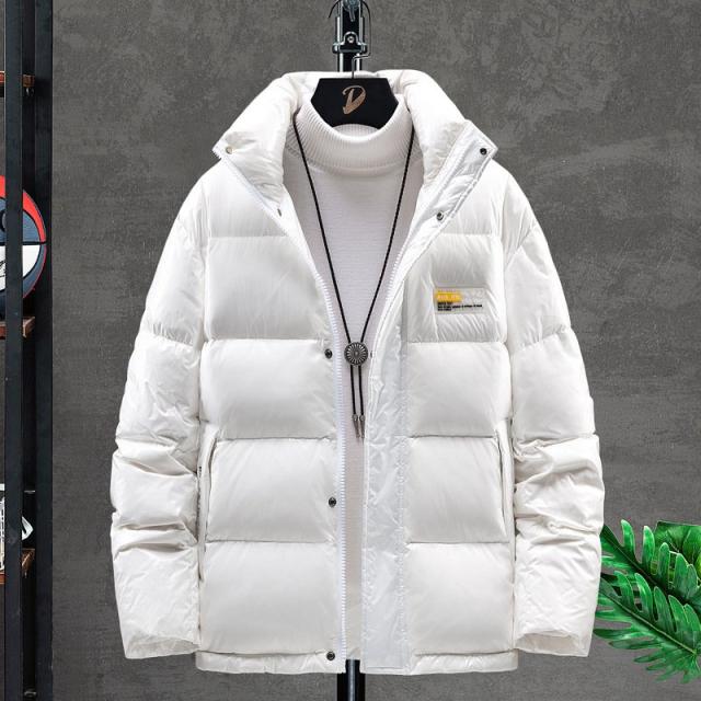 ジャケット メンズ ダウンジャケット ダウンコート ウインタージャケット 冬服 ダックダウン フード付き ブラック ホワイト キルティング 保温 厚