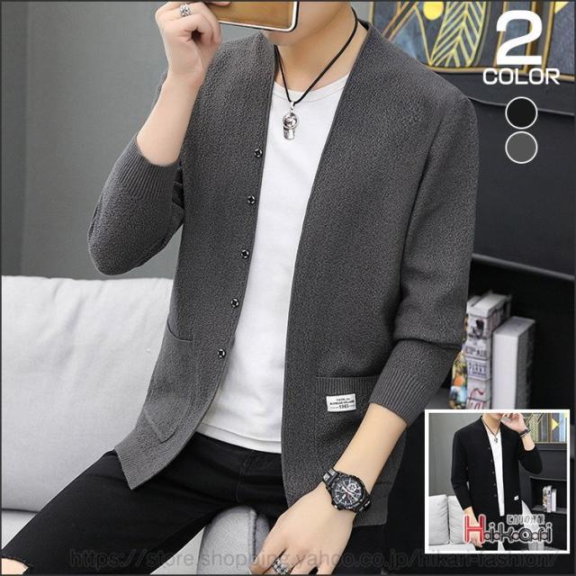 カーディガン メンズ ニットジャケット はおり 薄手 ニット アウター 無地 コーデ ニットカーディガン 秋冬の通販は 5,949円