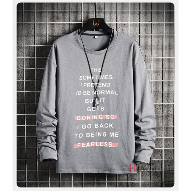 プリントTシャツ メンズ ロングTシャツ カットソー 長袖Tシャツ 英字 クルーネック トップス ティーシャツ カジュアル_3
