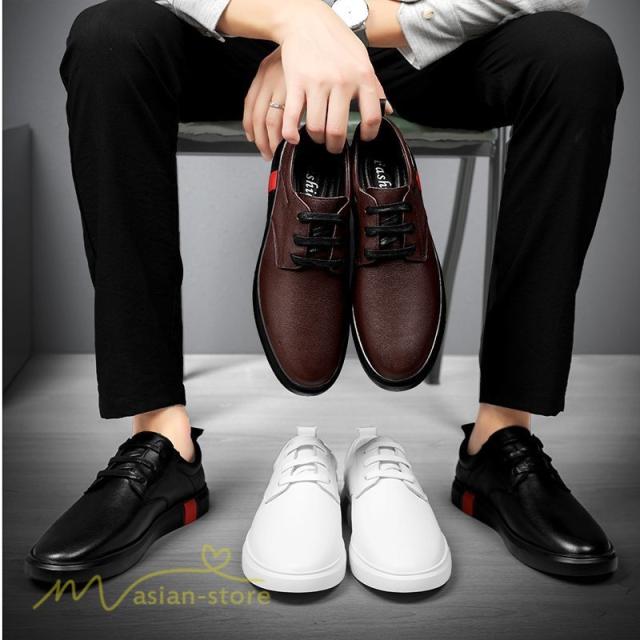 メンズ靴 ビジネスシューズ コンフォートシューズ レザーシューズ カジュアル メンズ ローカット レースアップシューズ 革パンツ ウォキング お出かけ PU革の通販は 5,786円