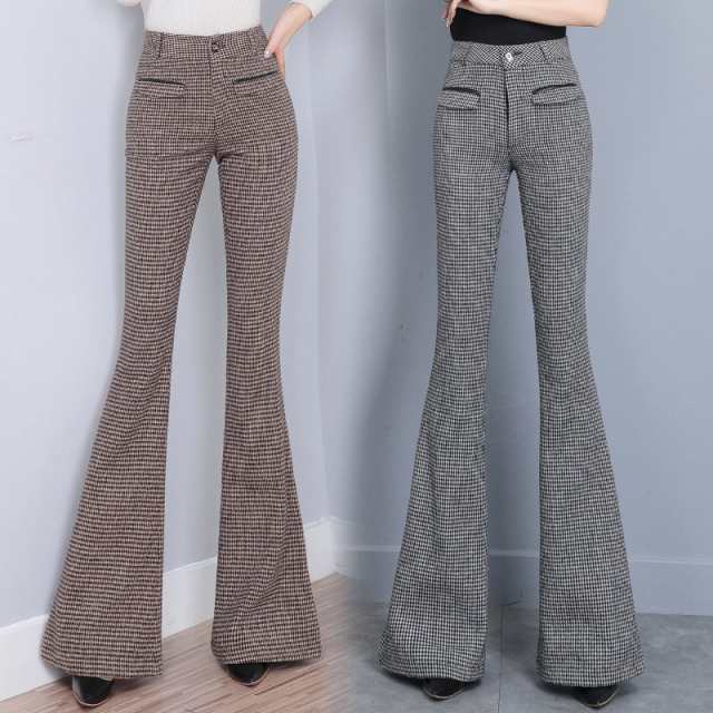 ベルボトム ロングパンツ チノパンツ パンタロン カジュアルパンツ ボタン スキニーパンツ ラッパズボン ハイウエスト ヒップアップ 送料無料 通勤通学 着痩せの通販は 5,178円