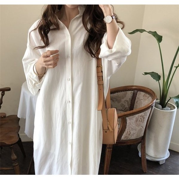 シャツワンピース ロング カーディガン 秋長袖 レディース 新作 春 秋