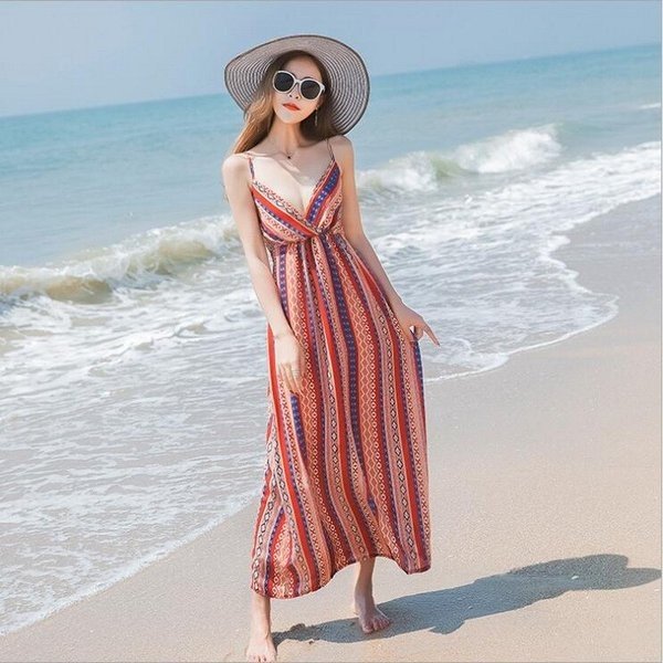 マキシワンピース ビーチ ワンピース レディース セクシー マキシワンピ リゾート 旅行 夏 ノースリーブの通販は 7,730円