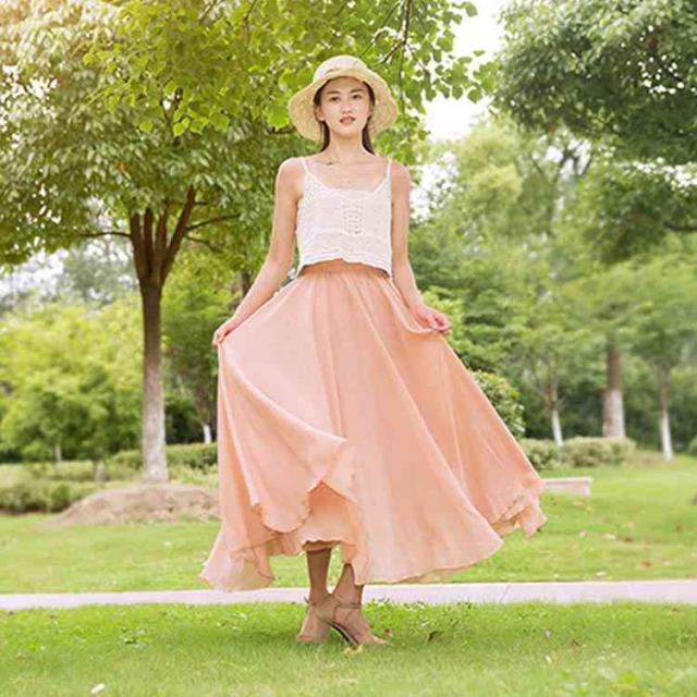 シフォンスカート マキシ丈 ミモレ丈 マキシスカート シフォン