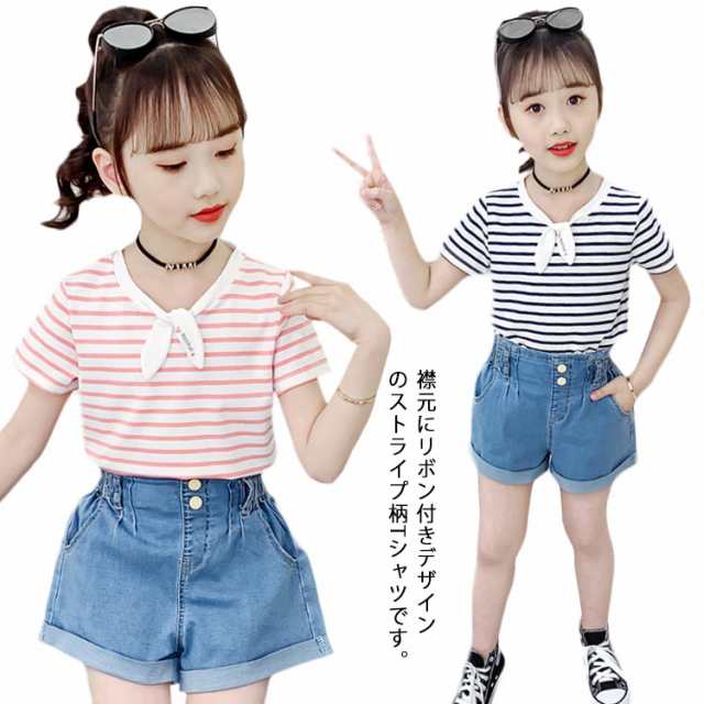 子供服 女の子 半袖 キッズ Tシャツ カットソー ブラウス ジュニア