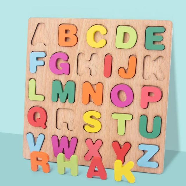 積み木 木製 アルファベットパズル 数字 もちゃ ABCパズル 英語 形