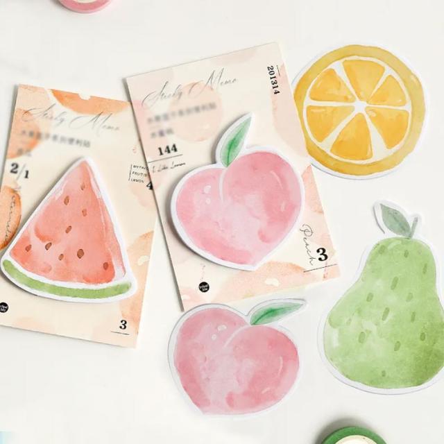 付箋 かわいい 4種セット 果物 メッセージカード スイカ ブックマーク