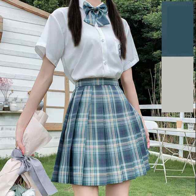 リボン付き プリーツスカート 学生制服スカート 18タイプ チェック柄