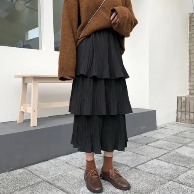 スカート 3段フリルスカート レディース ロングスカート ミモレ
