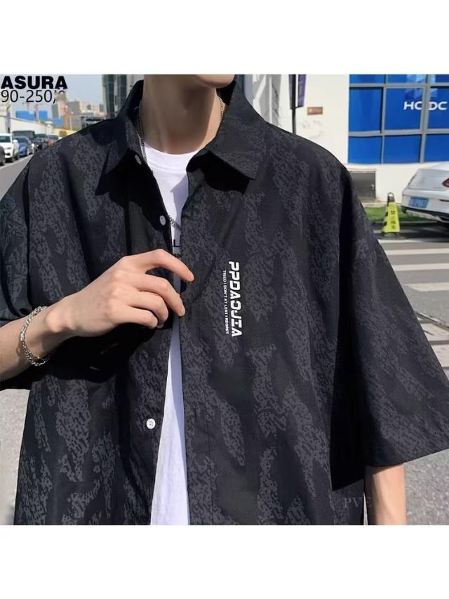 半袖 シャツ メンズ カジュアル 肩落ち 柄シャツ オーバーサイズ 半袖 シャツ メンズ カジュアル 肩落ち 柄シャツ オーバーサイズ