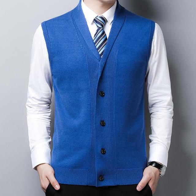 ニット ベスト メンズ 前開き 折り襟 ビジネス Vネック ベスト スーツ
