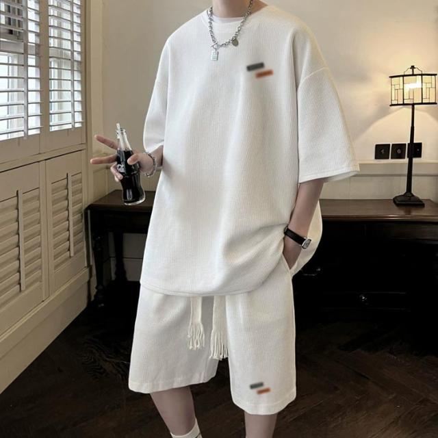 ワッフル メンズ 上下セット ワッフル ハーフパンツ 半袖 短パン セットアップ Tシャツ 無地 ジャージ上下 パジャマ トレーニング スポーツウェア ルームウェア カジュアル 涼しい 20代 30代 40代 スウェット・ジャージ