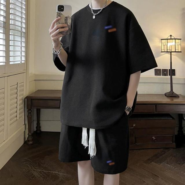 ワッフル メンズ 上下セット ワッフル ハーフパンツ 半袖 短パン セットアップ Tシャツ 無地 ジャージ上下 パジャマ トレーニング スポーツウェア ルームウェア カジュアル 涼しい 20代 30代 40代 スウェット・ジャージ