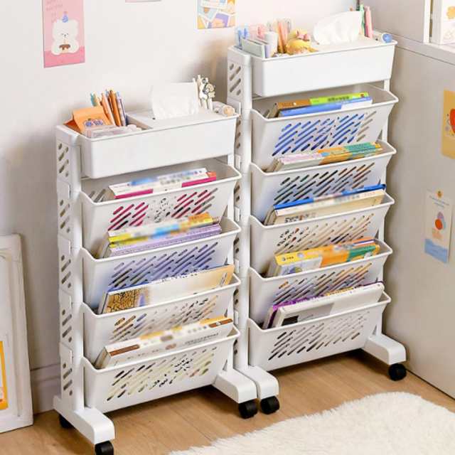 6段 書類ワゴン 引き出し 本棚 キャスター付き サイドワゴン