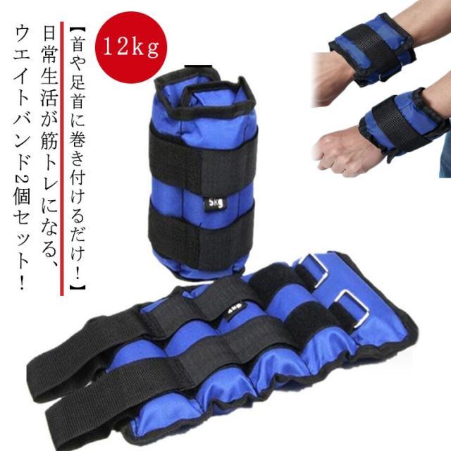 【2個セット】リストウエイト アンクルウェイト リストバンド 2個セット パワーリスト 手首 足首 腕 脚 トレーニング ウエイト ブレスレット 筋トレ トレーニング 12kg/個 通気 すべり止め ダイエット ダンベル エクササイズ 負荷増加 運動不足解消 室内運動