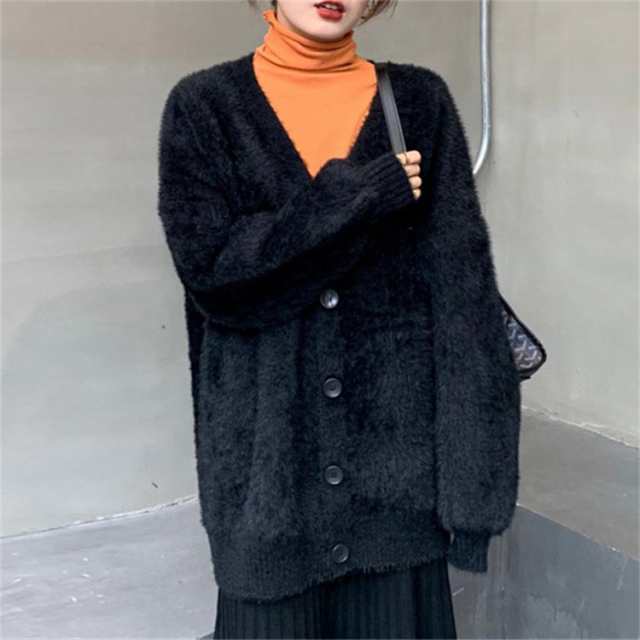 ふわふわ ルーズ ニット カーディガン シャギーニット ふわふわ ルーズ ニット カーディガン シャギーニット