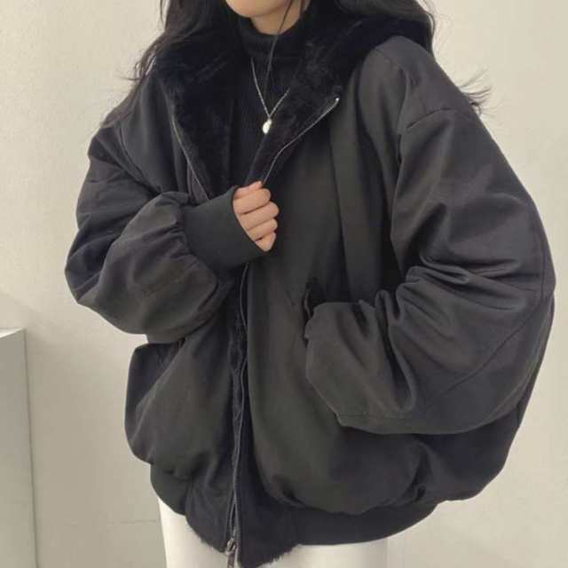 ファーブルゾン フード付き レディース フェイクファー ブルゾン