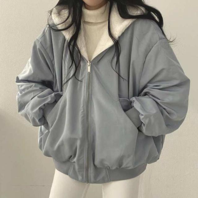ファーブルゾン フード付き レディース フェイクファー ブルゾン