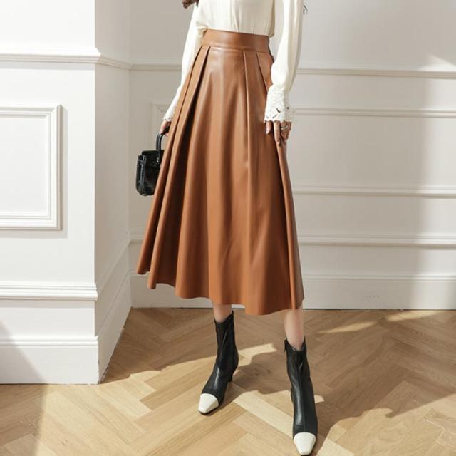 レザー スカート フレア レザースカート ボトムス ロングスカート  