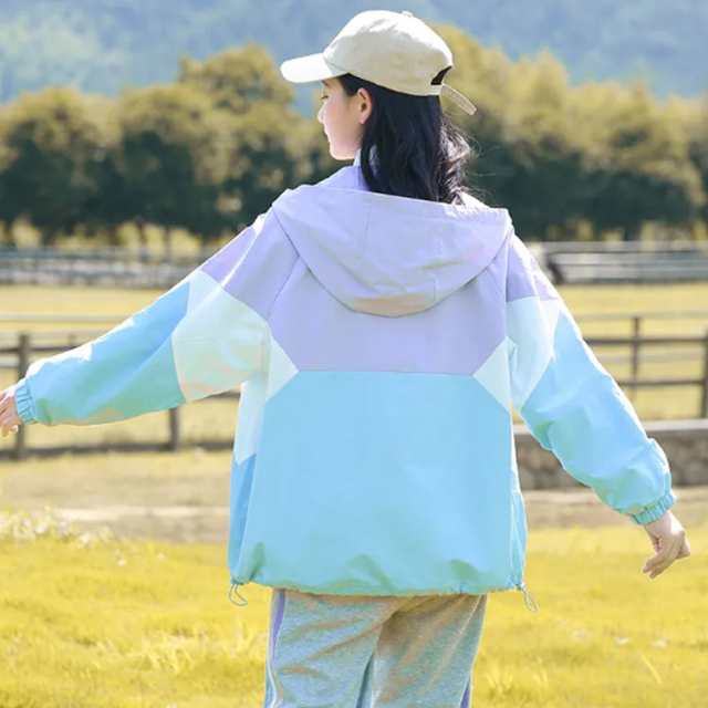 キッズ マウンテンパーカー フード付き ブルゾン 配色 裏地付き