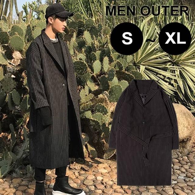メンズ トレンチコート ビッグサイズ ドロップショルダー ストライプ アウター コート 無地 トレンド 大きいサイズ オーバーサイズ ロングコート 新作 秋 冬 防の通販は 5,132円