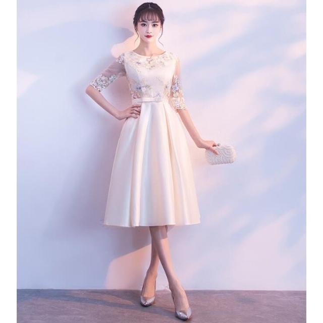 パーティードレス ワンピース 演奏会用 膝丈 ドレス 長袖 合唱衣装 結婚式 フォーマル 同窓会 袖あり キャバ 20代 30代 40代 大きいサイズ 二次会 成人式 パーティードレス ワンピース 演奏会用 膝丈 ドレス 長袖 合唱衣装