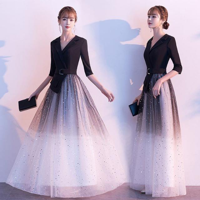 パーティードレス ロングドレス ワンピース 結婚式 マキシ丈 袖あり 合唱衣装 演奏会 大きいサイズ 披露宴  謝恩会 食事会 女子会 卒業式 フォーマル レディース