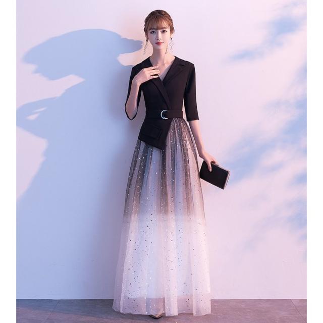 パーティードレス ロングドレス ワンピース 結婚式 マキシ丈 袖あり 合唱衣装 演奏会 大きいサイズ 披露宴 謝恩会 食事会 女子会 卒業式 フォーマル レディース_3