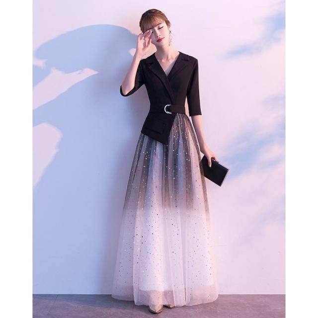 パーティードレス ロングドレス ワンピース 結婚式 マキシ丈 袖あり 合唱衣装 演奏会 大きいサイズ 披露宴 謝恩会 食事会 女子会 卒業式 フォーマル レディース_4