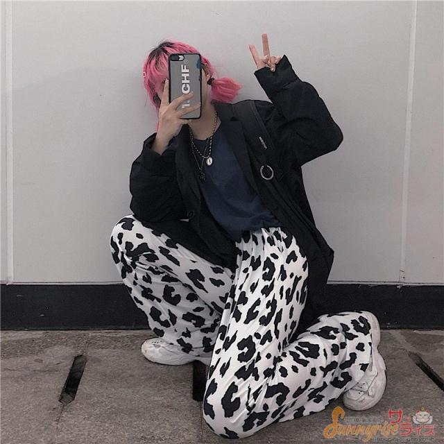 レディース ダンス 衣装 ダルメシアン柄 白黒 ワイドパンツ ボトムス ヒップホップ コスチューム 個性的 原宿系 ステージ衣装 練習着 の通販はau Pay マーケット ココロ