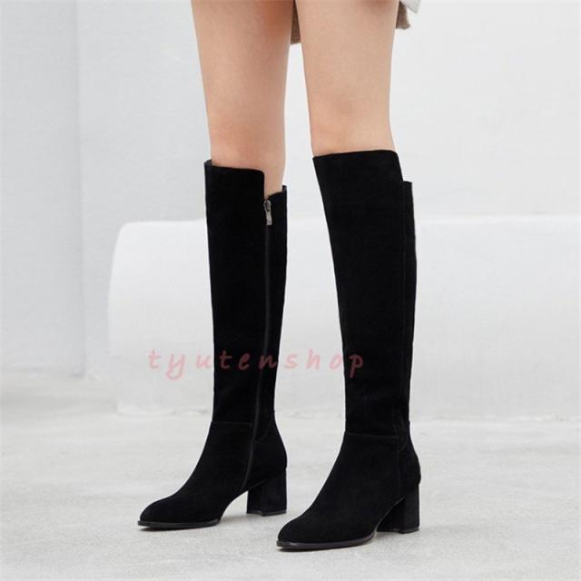 ロングブーツレディースブーツ/ ブーティーロングブーツ/黒走れる