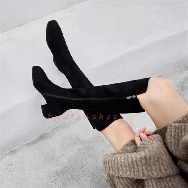 ロングブーツレディースブーツ/ ブーティーロングブーツ/チャンキー