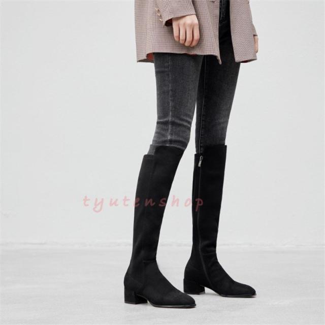 ロングブーツレディースブーツ/ ブーティーロングブーツ/チャンキー