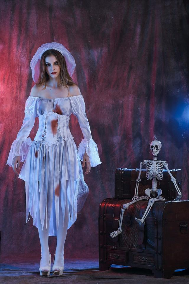 ハロウィン衣装 ゾンビ デビル 花嫁ゾンビ おばけ ヴァンパイア 吸血鬼 ヴァンパイア レディース コスプレ コスチューム 仮装 ワンピース ハロウィン衣装 ゾンビ デビル 花嫁ゾンビ おばけ ホワイト 白