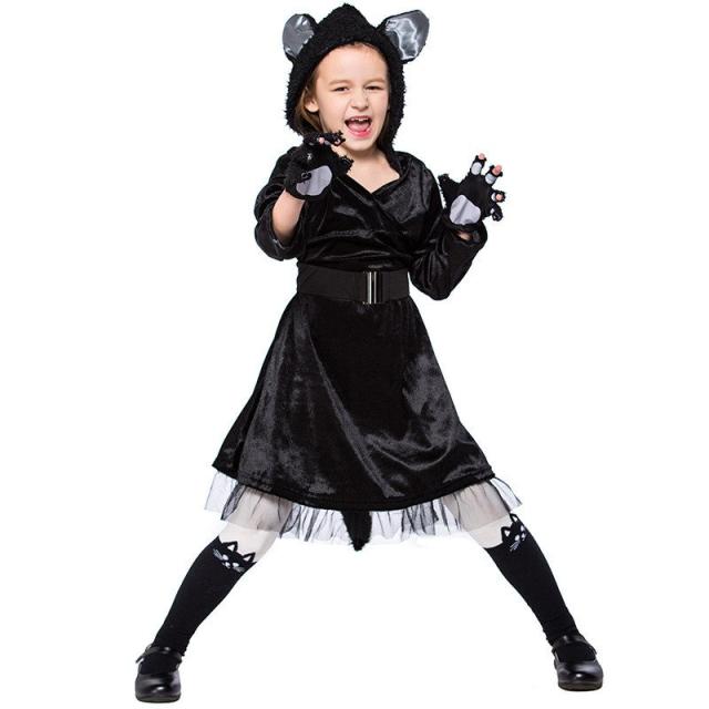ハロウィン衣装 猫 猫耳 ネコ 子供 可愛い アニマル コスプレ ダンス衣装 子供服 アニマル ねこ耳 Halloween コスチューム 仮装の通販は