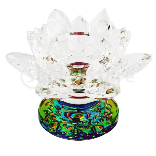 クリスタルガラス蓮の花ティーライトキャンドルホルダーホームパーティーの装飾クリアの通販は