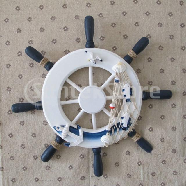 舵の形の木の掛かる壁の装飾物の航海装飾の家の装飾品32cm