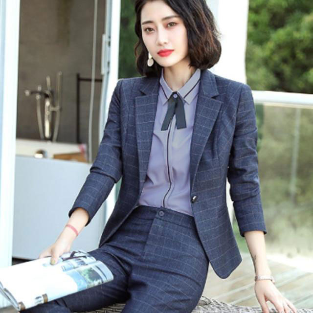 チェック柄 ロングスーツ+長パンツ+ベスト+長袖シャツ+ネクタイ おしゃれ セレモニー スーツ レディース セレモニースーツ スカート 5点セット 着痩せ レディース 20代 30代 40代 50代 春秋冬 卒業式 春秋 春夏 秋冬 黒 紺 ワイン ブラック ネイビー 送料無料_1