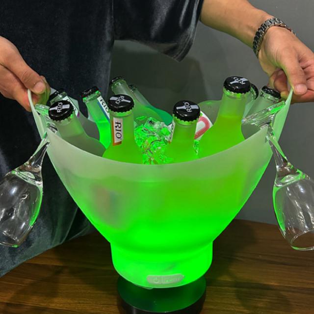 LED 光る アイスペール ワインクーラー 充電式 音楽再生可能 高級