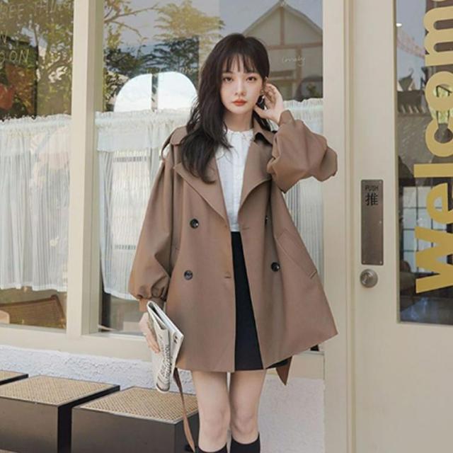 春アウターショート丈レディーストレンチコートショートトレンチ