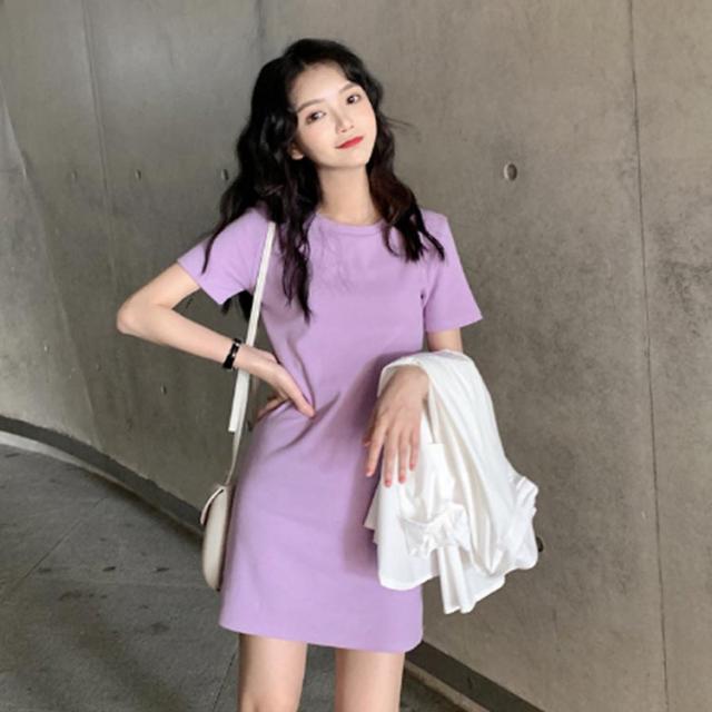 ショート丈 ワンピース レディース Tシャツワンピ 半袖 春 夏 春夏