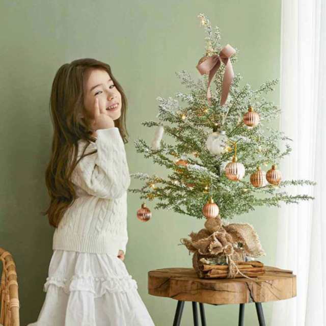 雪化粧 ミニクリスマスツリー オーナメント LEDライト付き 60cm 白 雪