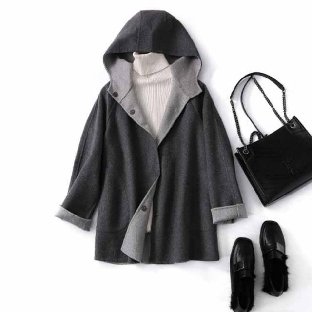 チェスターコート ウールコート フード付き ショート丈  シンプル アウター トレンチコート スプリングコート モッズコート ショートコート ブルゾン 上着 羽織り ダブルフェイス 防寒 暖かい 秋 冬 きれいめ フォマール オフ チェスターコート ウールコート フード付き ショート丈 シンプル