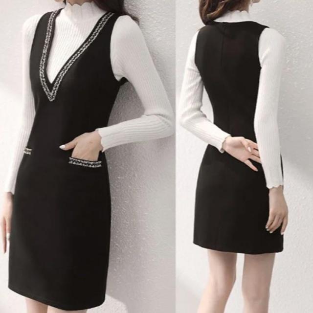 ドレス ワンピース ジャンパースカート フォーマル スカート スリム V