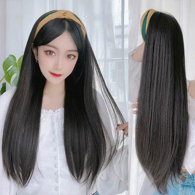 V型 カール ハーフ エクステ ウィッグ ロング ウェーブ ハーフウィッグ